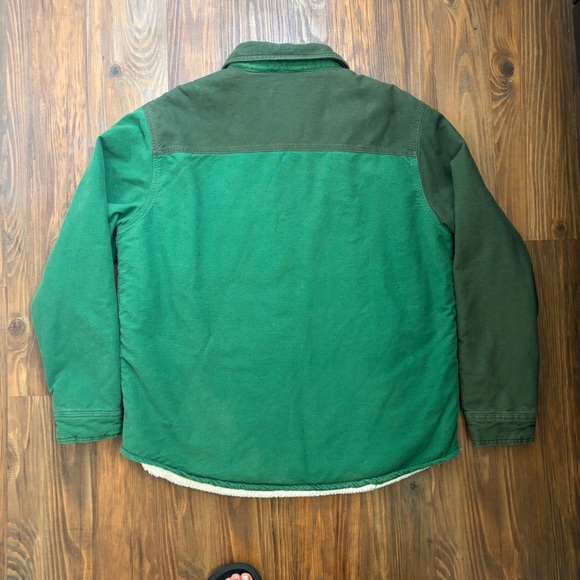 BDG TWO TONED GREEN PATCHWORK JACKET SHERPA LINE SIXED L MENS / UNISEX - Picture 2 of 7